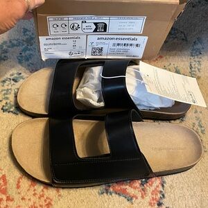 Amazon Essentials Men's Adjustable Faux Cork Slide Sandals Size 12 NWT